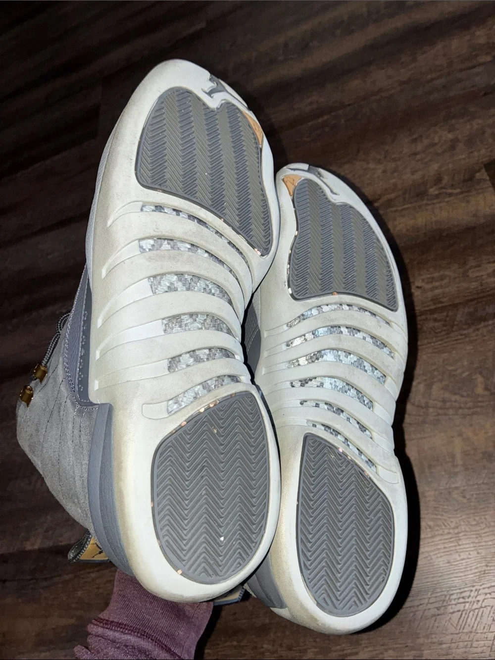 Wolf Grey 12s Jordan Men’s Mid-Top Athletic Sneakers in Gray with Black Accents